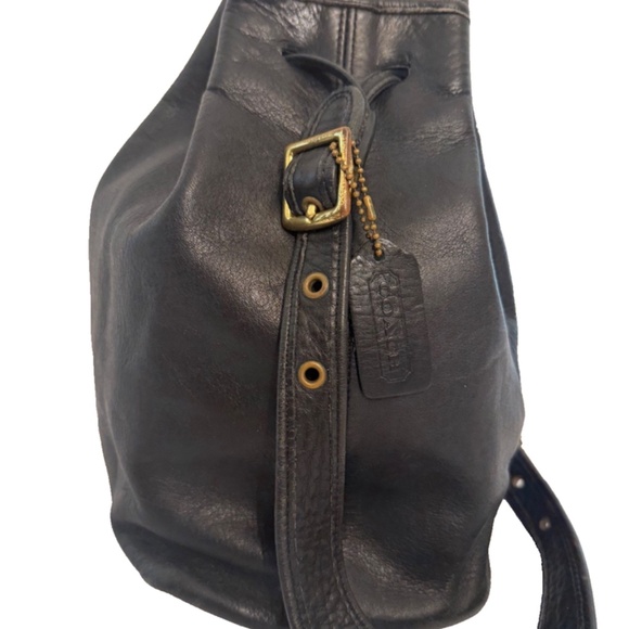 Vintage Coach Sonoma Leather Drawstring Bucket Bag Black Pebbled – Worn-In - Picture 3 of 7